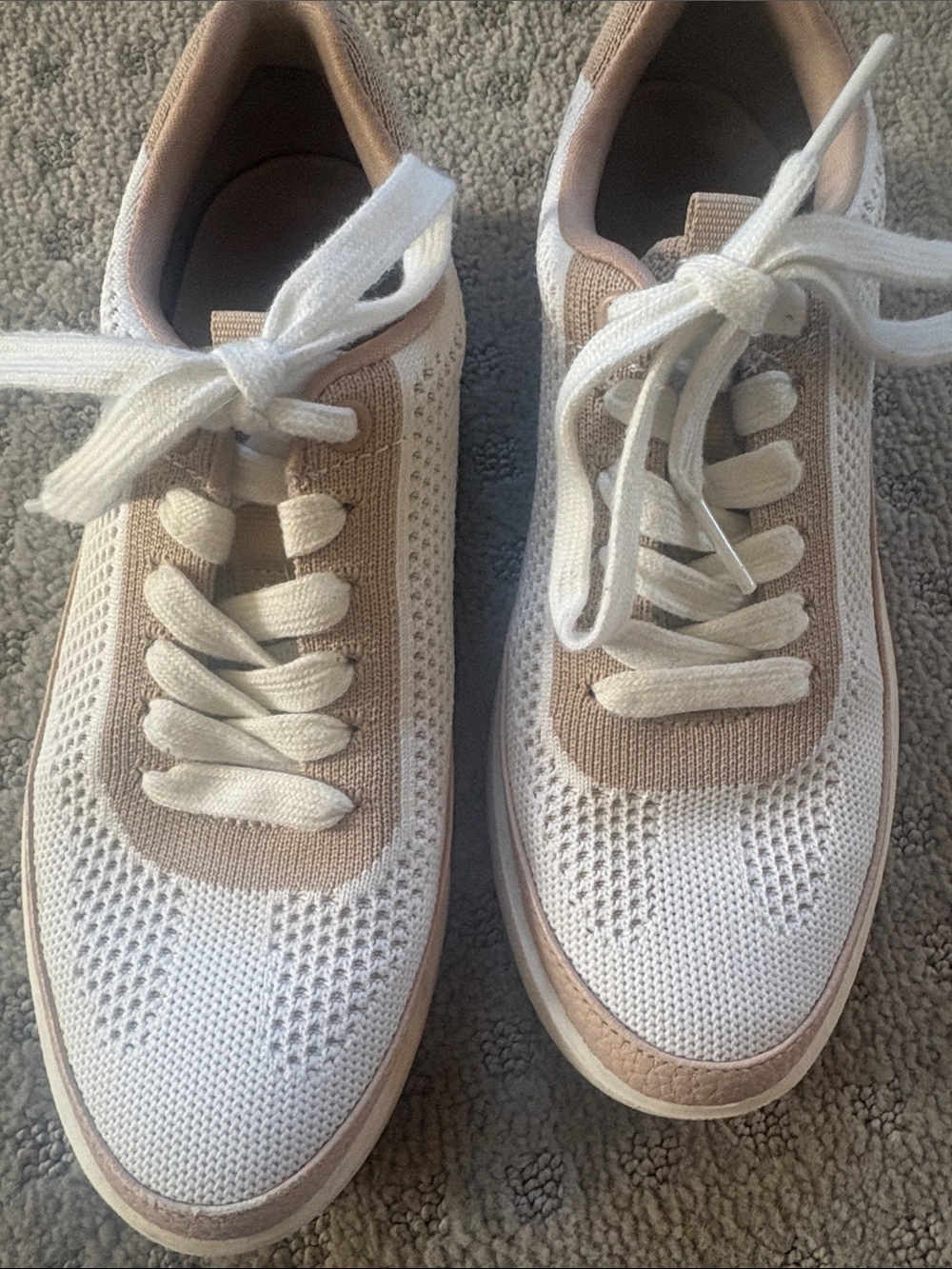 Vionic Knit Lace-Up Sneakers in Cream and Tan - Picture 3 of 9